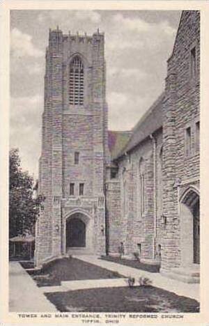 Ohio Tiffin Tower and Main Entrance Trinity Reformed Church Albertype