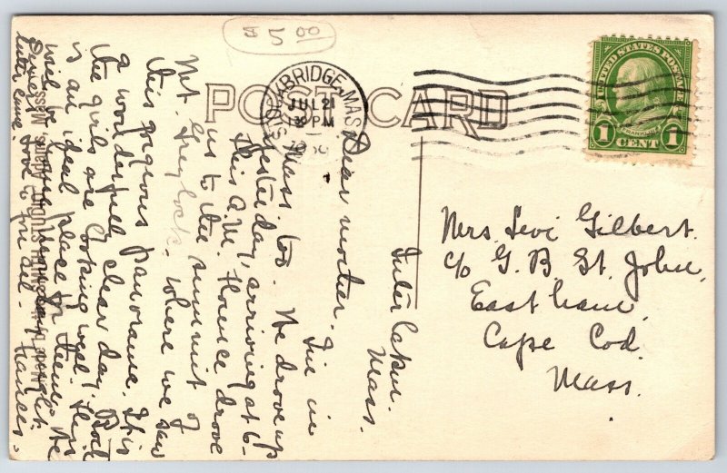 RPPC~Massachusetts~Looking North From Greylock Mt~PM 1929~Real Photo Postcard