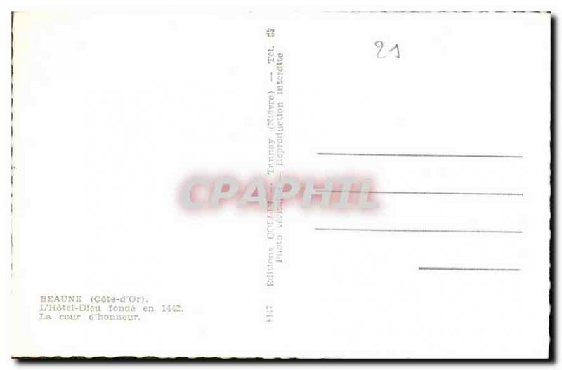 Old Postcard Beaune Cote d'Or Hotel God founded in 1442 The courtyard