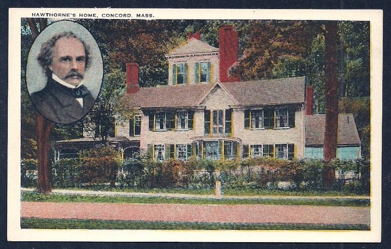 Hawthorne's Home Concord MA unused c1915's