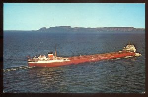 h395 - FORT WILLIAM Ontario Postcard 1960s Canada Steamship Line SLEEPING GIANT