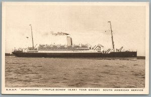 STEAMSHIP R.M.S.P. ALMANZORA SOUTH AMERICAN SERVICE ANTIQUE POSTCARD