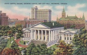 Virginia Richmond State Capitol Square Showing Capitol And City Hall