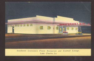 LAKE CHARLES LOUISIANA SAMMY'S RESTAURANT VINTAGE LINEN ADVERTISING POSTCARD