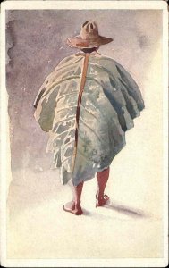 Man Carrying Giant Leaf on Back Ethnography Guatemala Native c1910 Postcard
