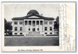 Oshkosh Wisconsin Postcard Public Library Exterior Building 1906 Vintage Antique