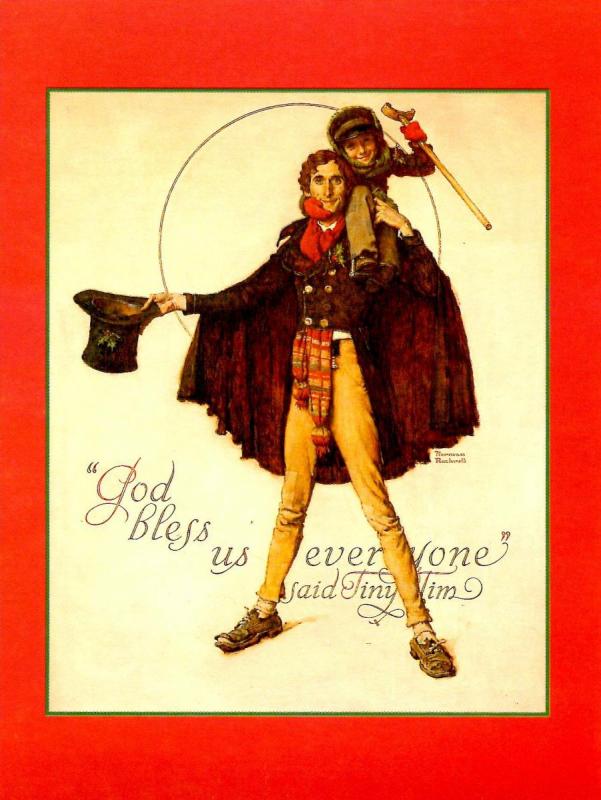 Norman Rockwell (Repro) - Christmas: Tiny Tim & Bob Cratchit  (Size: 6.625 X...