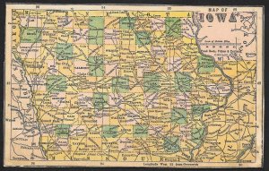 VICTORIAN TRADE CARD Marble Company Map of Iowa Including Counties