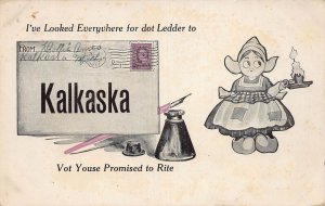 J82/ Kalkaska Michigan Pennant-Type Postcard c1910 Dutch Child 151