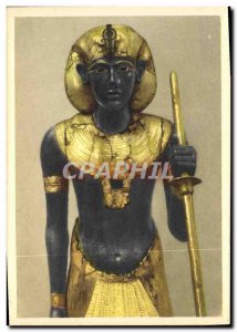 Postcard Old Tut Ank Amen & # 39s Treasures Life Sized Statue Of The King Egypt