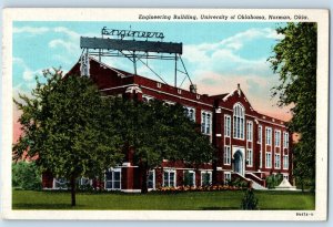 1947 Norman Oklahoma OK Vintage Postcard Engineering Building University Field