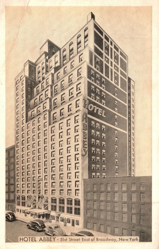 Vintage Postcard Hotel Abbey Newest Hotel Restaurant Bar 51st St. New York City