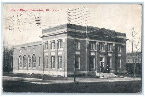 1922 Post Office Exterior Roadside Scene Princeton Illinois IL Posted Postcard