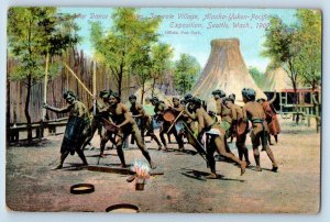 1909 War Dance Natives Igorotte Village Pacific Expo Seattle Washington Postcard