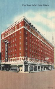 1948 Hotel Louise Building Historic Landmark Joliet Illinois Hickey Pub Postcard