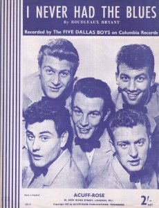 I Never Had The Blues The Five Dallas Boys 1950s Sheet Music