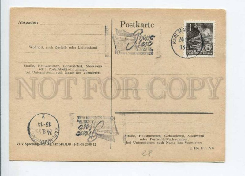 292039 EAST GERMANY GDR 1955 card Berlin press