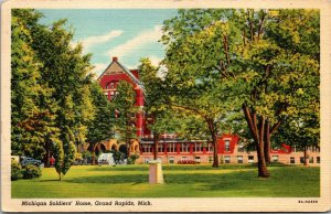 Vtg 1940s Michigan Soldiers Home Grand Rapids Michigan MI Linen Postcard