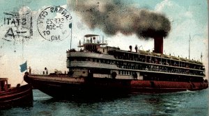 1907 THE WHALE BACK EXCURSION STEAMER CHICAGO KANSAS CITY MO POSTCARD 20-286