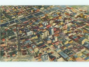 Unused Linen AERIAL VIEW OF TOWN Des Moines Iowa IA n3491