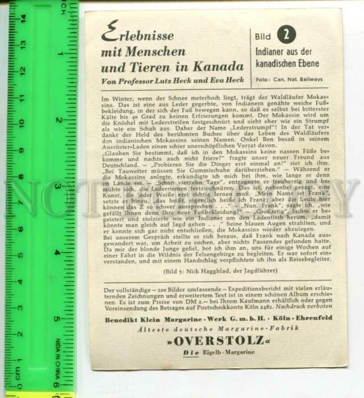 426257 ADVERTISING Margarine OVERSTOLZ Indians CANADA old #2