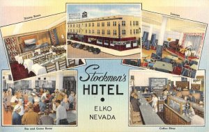 Elko Nevada Stockmens Hotel Multiview Antique Postcard KK1790