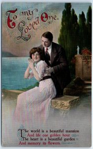 Postcard - To my Loved One w/ Poem & Lovers Picture - Love/Romance Greeting Card