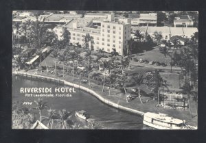 RPPC FORT LAUDERDALE FLORIDA RIVERSIDE HOTEL ADVERTISING REAL PHOTO POSTCARD