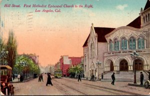 California Los Angeles Trolley On Hill Street With First Methodist Episcopal ...