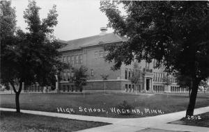 Wadena Minnesota~High School Building~Trees on Lawn~Vintage RPPC Postcard