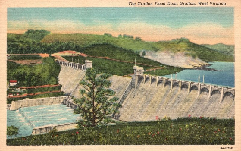 Vintage Postcard The Grafton Flood Dam Grafton West Virginia VA