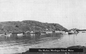 Monhegan ME The Harbor From the Barnacle Real Photo Postcard