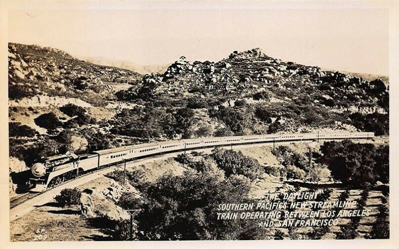 Southern Pacific Streamline Train Between Los Angeles San Francisco RPPC