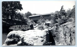 2 RPPC Postcards TURKEY RUN STATE PARK, Marshall IN ~ COVERED BRIDGE Sugar Creek