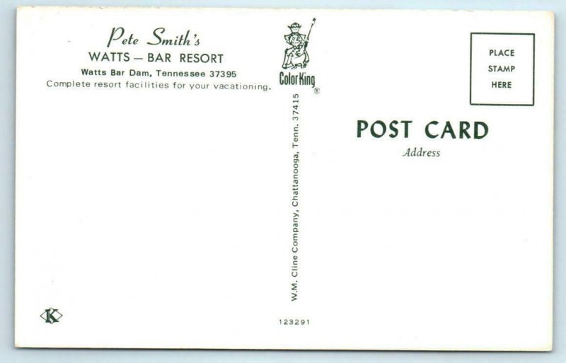 WATTS BAR DAM, Tennessee TN ~ Watts Bar Resort PETE SMITH'S c1960s-70s Postcard 