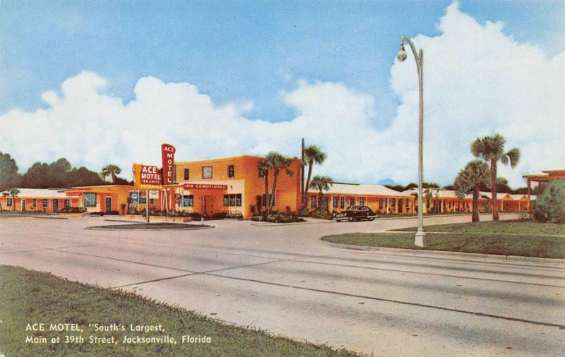 ACE MOTEL Jacksonville, Florida Roadside Vintage Postcard ca 1950s