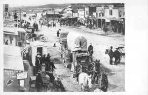 RPPC TONOPAH, NEVADA 1903 Scene Covered Wagon 1950s Repro Vintage Photo Western