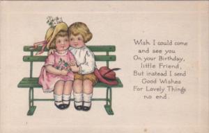 Birthday Young Children Sitting On Bench