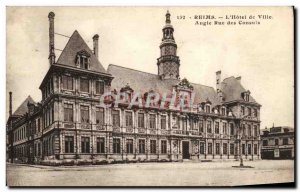 Old Postcard Reims L & # 39Hotel Town Angle Rue Des Consuls