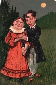 Vintage Postcard 1908 Lovers Couple Holding Hands Let Us Suffer Life Together