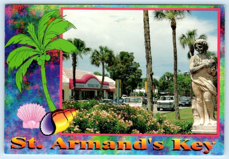 2 Postcards ST. ARMANDS KEY, Sarasota FL ~ MANGO BAY Swimwear, Circle 4x6