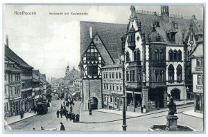 1909 Grain Market With Diamond Road Nordhausen Thuringia Germany Postcard