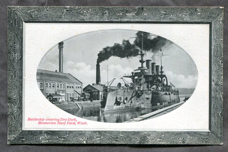 dc401 - BREMERTON Wash c1907-10 Battleship in Dry Dock