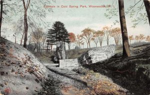 Woonsocket Rhode Island Cold Spring Park Fountain Vintage Postcard AA72316