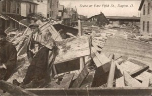 Dayton Ohio OH Flood of 1913 Disaster East Fifth Street Vintage Postcard