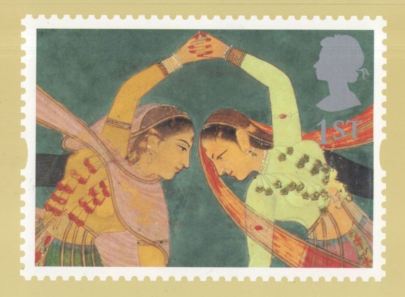 Kathak Dance Indian Mughal Orangzeb Painting RMPQ Stamp Postcard