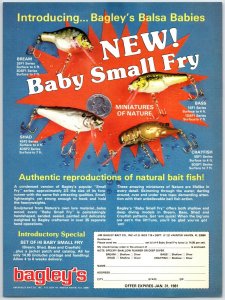 1982 Bagley Fishing Lure Baby Small Fry Print Ad F1