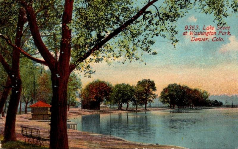 Colorado Denver Washington Park Lake Scene 1912