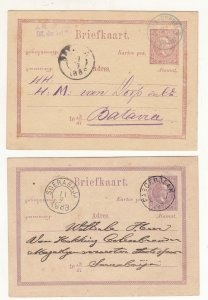 P3159 1883 & 85 dutch indies used stamped posrcards