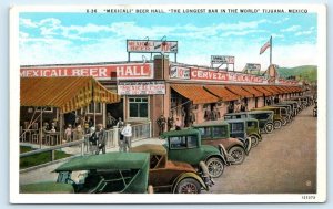 TIJUANA, MEXICO ~ Prohibition Era MEXICALI BEER HALL c1920s Cars Postcard